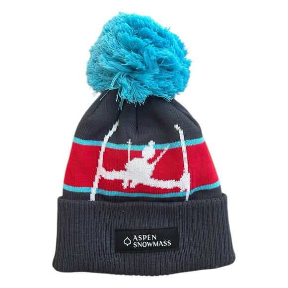 Aspen Snowmass Youth A/S‎ Makaha Beanie Navy/Red - Picture 2 of 8